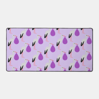 Purple gender neutral Baby Stork Patterned Desk Mat