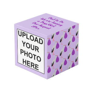 Purple gender neutral Baby Stork Scan Photo upload Cube