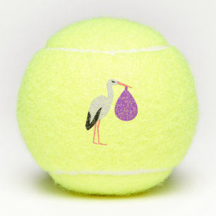 Purple gender neutral Baby Stork Tennis Balls