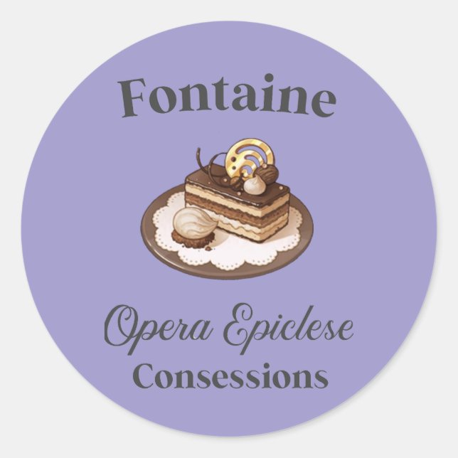 Purple Genshin Impact Fontaine Popcorn Favour Box  Classic Round Sticker (Front)