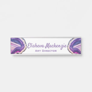 Purple Geode Office Door Sign Name Plate