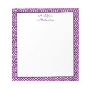 Purple Geometric Border with Monogram Notepad