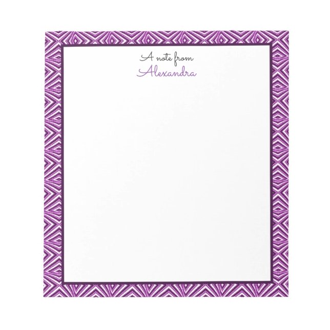 Purple Geometric Border with Monogram Notepad (Front)