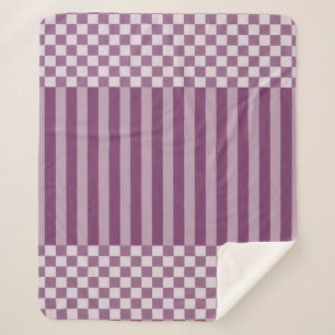 Purple Geometric Checkers & Stripes Sherpa Blanket