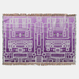 Purple Geometric Circuit Board Throw Blanket