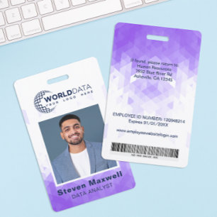 Purple Geometric Custom Employee ID Badge