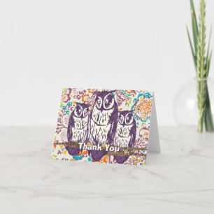 Purple Geometric From the Owl Family Thank You Card