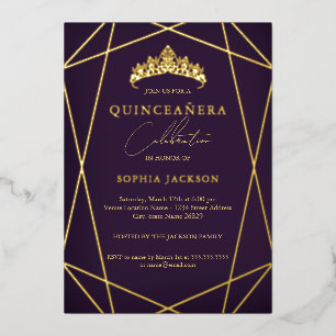 Purple Geometric Gold Elegant Quinceanera