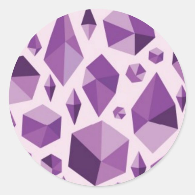 Purple geometric jewel shapes classic round sticker (Front)