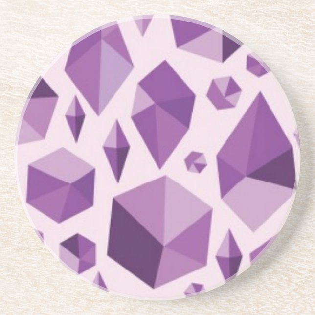 Purple geometric jewel shapes coaster (Front)
