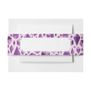 Purple geometric jewel shapes invitation belly band