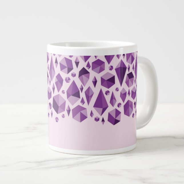 Purple geometric jewel shapes large coffee mug (Front Right)