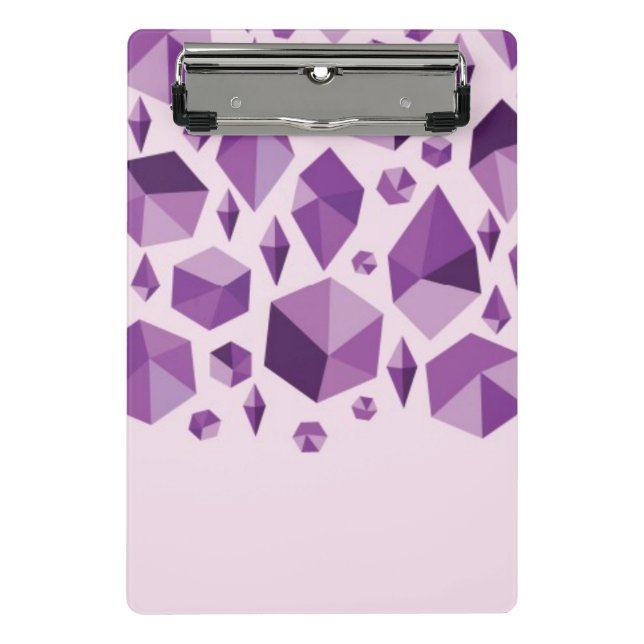 Purple geometric jewel shapes mini clipboard (Front)