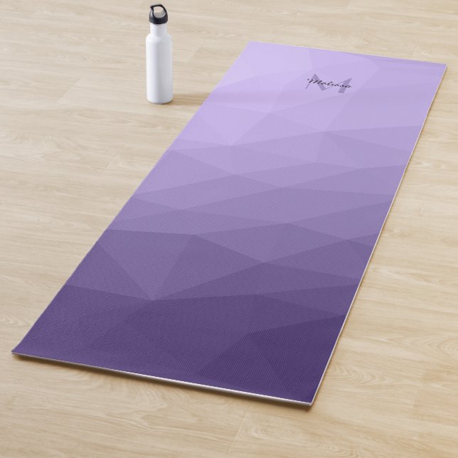 Purple geometric mesh ombre pattern Monogram Yoga Mat (In Situ)