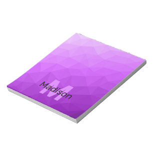 Purple geometric mesh pattern Monogram Notepad