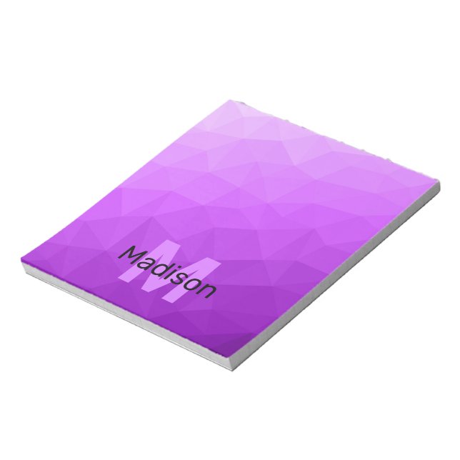 Purple geometric mesh pattern Monogram Notepad (Rotated)