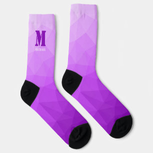 Purple geometric mesh pattern Monogram Socks