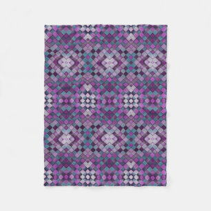 Purple Geometric Mosaic Knit Pattern Fleece Blanke Blanket