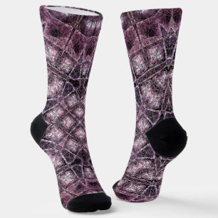 Purple Geometric Pattern with Intricate Symmetry Socks