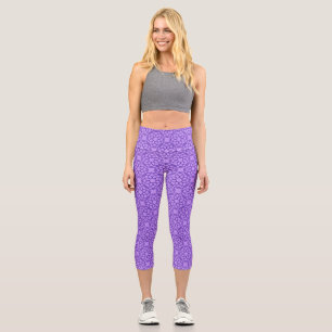 Purple Geometric Seamless Pattern Capri Leggings