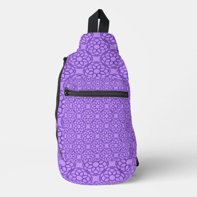 Purple Geometric Seamless Pattern Sling Bag (Front)