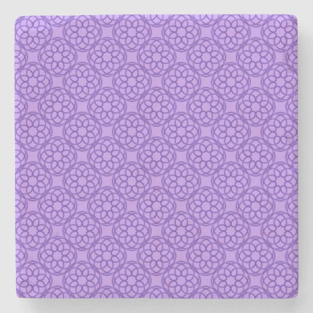 Purple Geometric Seamless Pattern Stone Coaster (Front)