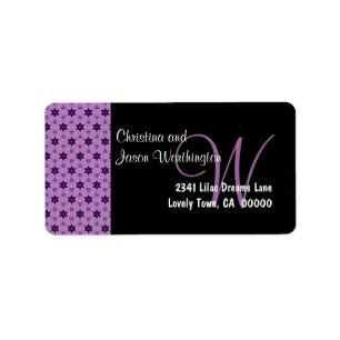 Purple Geometric Star Pattern Wedding Label