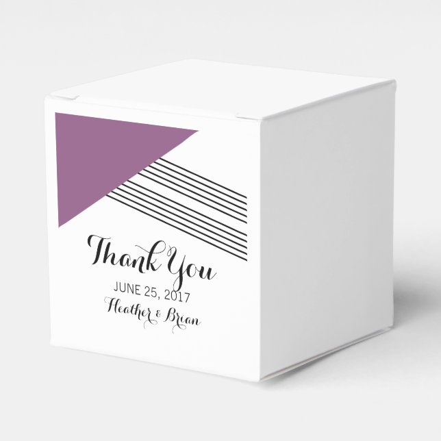 Purple Geometric Stripe Favour Boxes (Front Side)