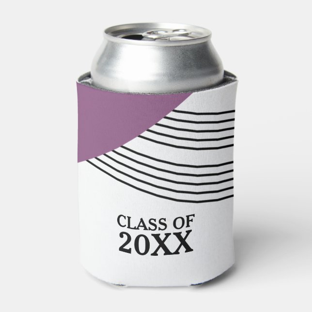 Purple Geometric Stripe Graduation Can Cooler (Can Front)