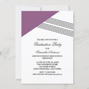 Purple Geometric Stripe Graduation Party Invite