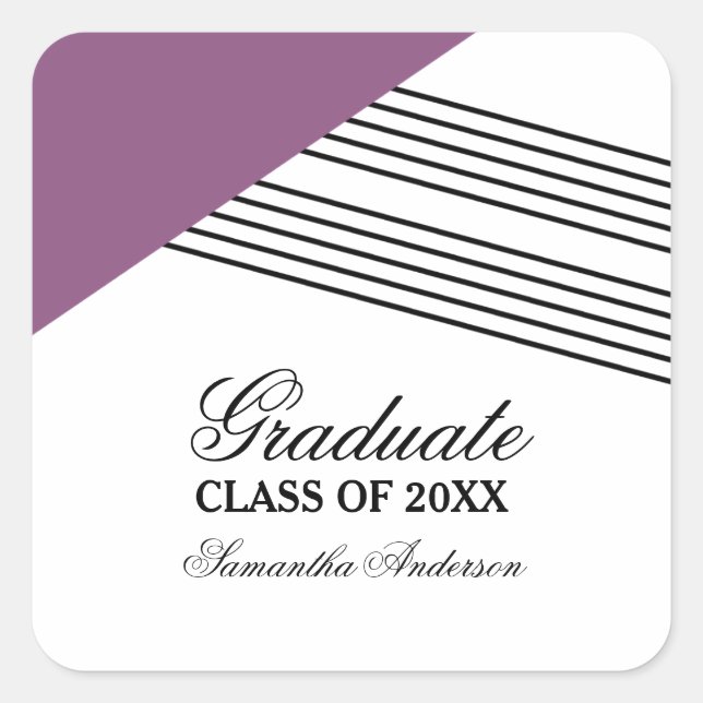 Purple Geometric Stripe Graduation Stickers (Front)