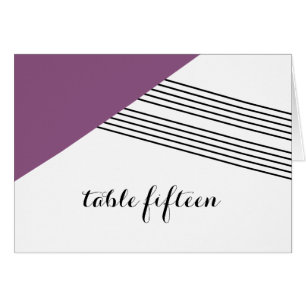Purple Geometric Stripe Table Number Card