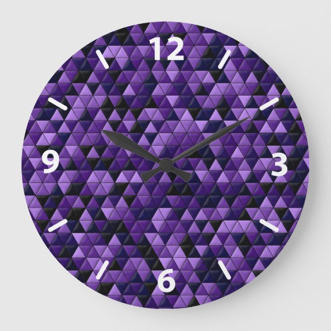 Purple Geometric Tiles Large Clock (Front)