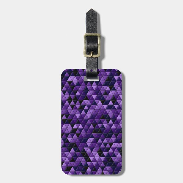 Purple Geometric Tiles Luggage Tag (Front Vertical)