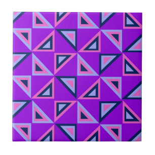 Purple Geometric Triangle Pattern Ceramic Tile