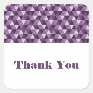 Purple Geometric Triangles Thank You Stickers