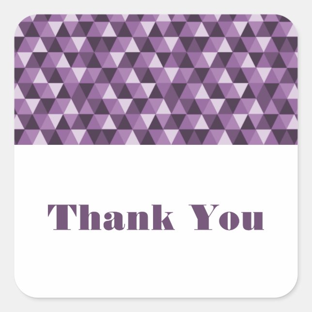 Purple Geometric Triangles Thank You Stickers (Front)