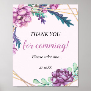 Purple Geometric Tropical Floral 30th Birthday Poster