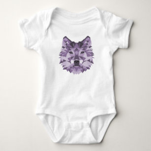 Purple geometric wolf baby bodysuit