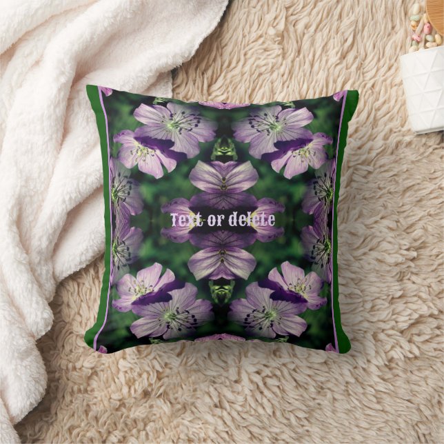 Purple Geranium Flower Art Multiplied Personalised Cushion (Blanket)