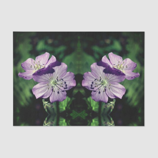Purple Geranium Flower Pair Abstract Decoupage Tissue Paper (Front)