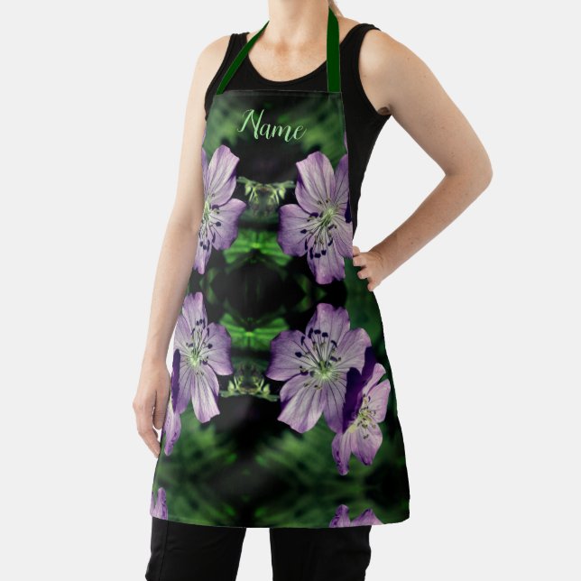 Purple Geranium Flower Pair Personalised Apron (Insitu)