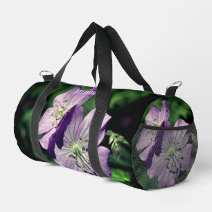 Purple Geranium Flower Personalised Duffle Bag