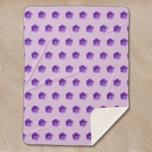 Purple Geranium Flower Seamless Pattern on Sherpa Blanket