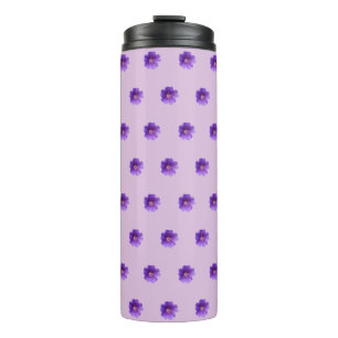 Purple Geranium Flower Seamless Pattern on Thermal Tumbler