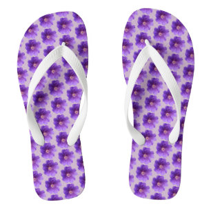 Purple Geranium Flower Seamless Pattern on Thongs