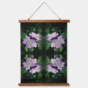 Purple Geranium Flowers Abstract Hanging Tapestry