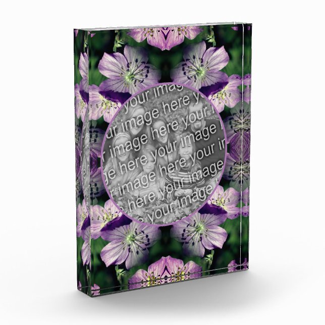 Purple Geranium Flowers Add Your Photo Block (Left)