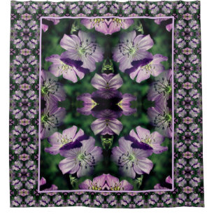 Purple Geranium Flowers Multiplied Floral Art Shower Curtain