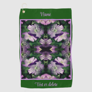 Purple Geranium Flowers Multiplied Personalised Golf Towel